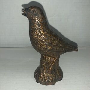 Vintage Cast Iron Bird on Stump Bank